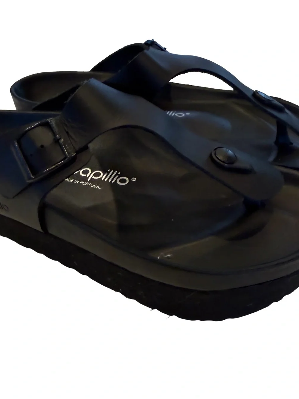Birkenstock,papilio Gizeh Platform Sandals Exquisite Black Leather L-10 M-8 EU41